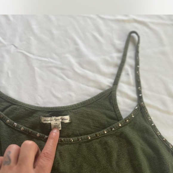 American Eagle Outfitters Studded Dark Green Camisole - Picture 4 of 7